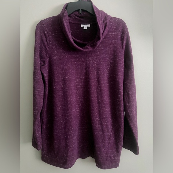 J. Jill Sweaters - J. Jill Plum purple Cowl Neck tunic top with pockets size medium